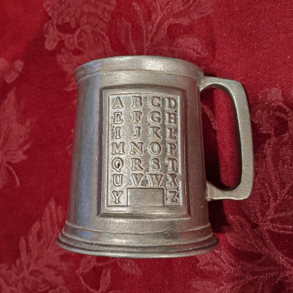 Vintage Wilton Armetale Pewter Metal ABC Alphabet 10 Ounce Mug!
